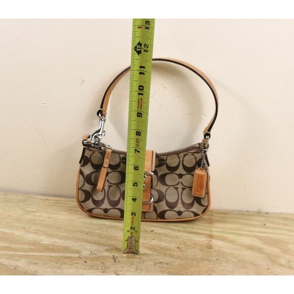 Coach Bag Soho Shoulder Mini Handbag Brown Leather Canvas Hobo 6362 Vintage - Picture 7 of 12